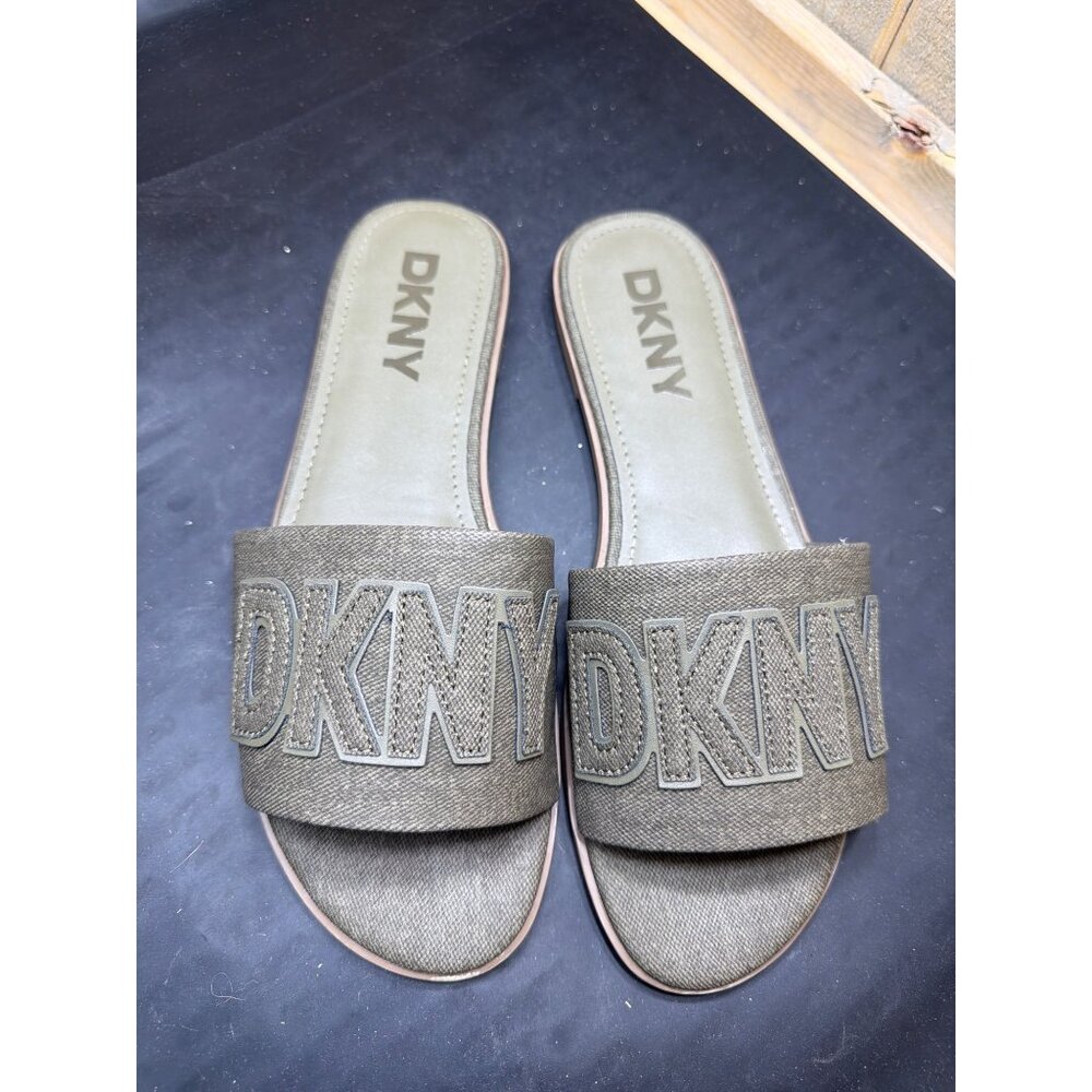 DKNY Womens Willow Slide Sandals Olive Green 9.5 US